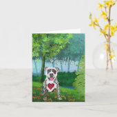 かわいいカラフルピットブルグリーティングカード カード (黄色い花)
