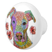 かわいいカラフルピットブルドアノブ セラミックノブ (右)