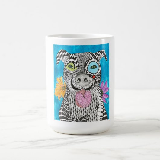 かわいいカラフルピットブルドッグマグ コーヒーマグカップ (中央)