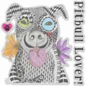 かわいいカラフルピットブルラバービニール シール (正面)