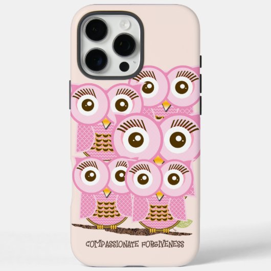 かわいいカラフルピンクのフクロウは黄色から色に変わる Case-Mate iPhoneケース (裏面)