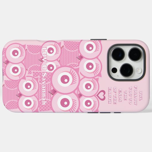 かわいいカラフルピンクのフクロウは黄色から色に変わる Case-Mate iPhoneケース (裏面 (横))