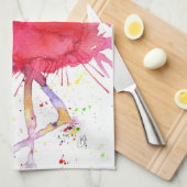 かわいいカラフルピンクのフラミンゴのキッチンタオル キッチンタオル (四つ折り)