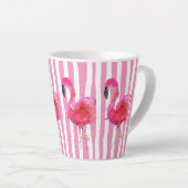 かわいいカラフルピンクのフラミンゴラテマグカップ カフェラテマグ (右アングル)