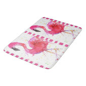 かわいいカラフルピンクのフラミンゴ風呂マット バスマット (アングル)