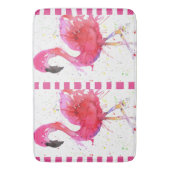 かわいいカラフルピンクのフラミンゴ風呂マット バスマット (正面縦)