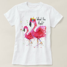 かわいいカラフルピンクのフラミンゴTシャツ