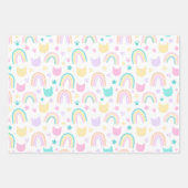 かわいいカラフルピンクの子猫ネコ猫好きパターン ラッピングペーパーシート (正面2)