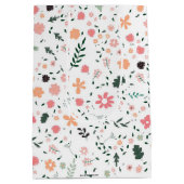 かわいいカラフルピンクガーリーパーティーお祝い花 ミディアムペーパーバッグ (裏面)