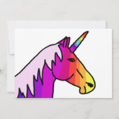 かわいいカラフルピンクユニコーンスター子供の誕生日 招待状 (裏面)