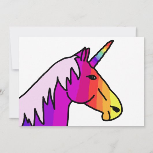 かわいいカラフルピンクユニコーンスター子供の誕生日 招待状 (裏面)