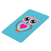 かわいいカラフルピンク水玉模様おもしろいフクロウ マグネット (左側)