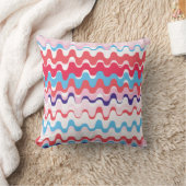 かわいいカラフルピンク赤抽象芸術パターンモノグラム クッション (ブランケット)