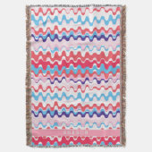 かわいいカラフルピンク赤抽象芸術パターンモノグラム スローブランケット (正面縦)