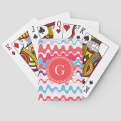 かわいいカラフルピンク赤抽象芸術パターンモノグラム トランプ (裏面)