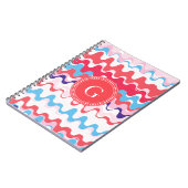 かわいいカラフルピンク赤抽象芸術パターンモノグラム ノートブック (左側)