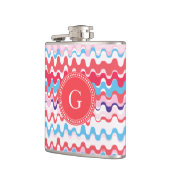 かわいいカラフルピンク赤抽象芸術パターンモノグラム フラスク (左)