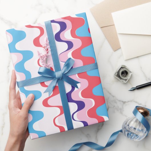 かわいいカラフルピンク赤抽象芸術パターンモノグラム ラッピングペーパー (ギフト)