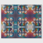 かわいいカラフルフェスティバルクリスマスのホリデーラッピング ラッピングペーパー (フラット)