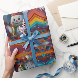 かわいいカラフルフェスティバルクリスマスのホリデーラッピング ラッピングペーパー