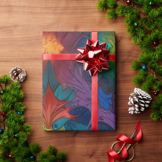 かわいいカラフルフェスティバルクリスマスのホリデーラッピング ラッピングペーパー (クリスマスギフト)