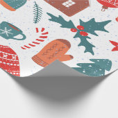 かわいいカラフルフェスティバルクリスマスツリー。 ラッピングペーパー (角)