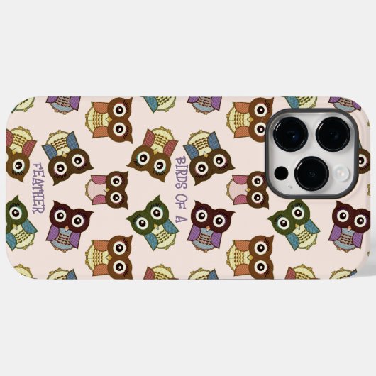 かわいいカラフルフクロウのパターン選択ケースカラー Case-Mate iPhoneケース (裏面 (横))