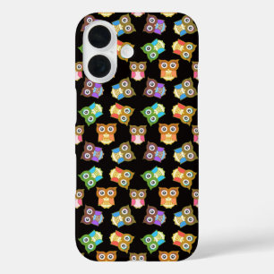 かわいいカラフルフクロウのパターン選択ケースカラー iPhone 16ケース