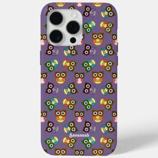 かわいいカラフルフクロウのパターン選択ケースカラー Case-Mate iPhoneケース (裏面)