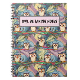 かわいいカラフルフクロウのパーソナライズされた柄 ノートブック