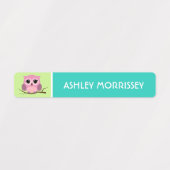 かわいいカラフルフクロウの子の名前ラベル ラベル (デザイン1)