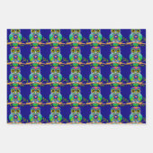 かわいいカラフルフクロウ包み紙セット ラッピングペーパーシート (正面3)