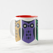 かわいいカラフルフクロウ品種パック ツートーンマグカップ (正面左)