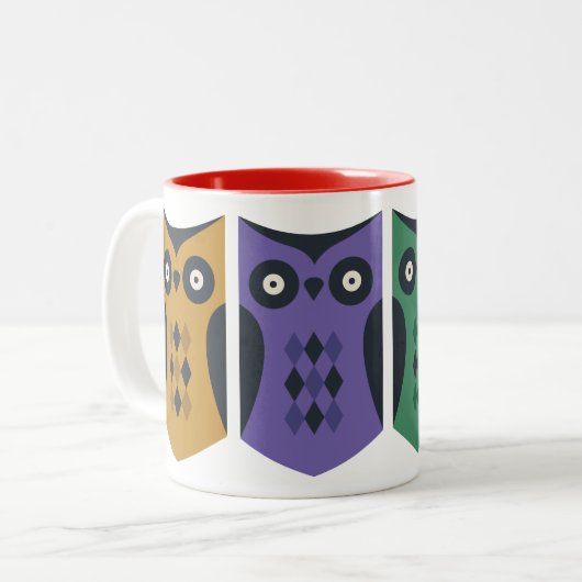 かわいいカラフルフクロウ品種パック ツートーンマグカップ (正面左)