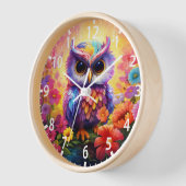 かわいいカラフルフクロウ明るいフローラガーリー子 壁時計 (傾斜)