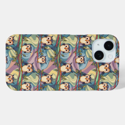 かわいいカラフルフクロウ柄の電話ケース Case-Mate iPhoneケース (裏面 (横))