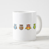 かわいいカラフルフクロウ ジャンボコーヒーマグカップ (正面右)
