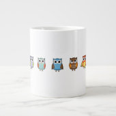 かわいいカラフルフクロウ ジャンボコーヒーマグカップ (正面)
