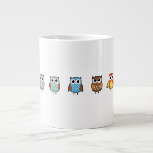 かわいいカラフルフクロウ ジャンボコーヒーマグカップ (正面)