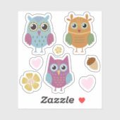 かわいいカラフルフクロウ#1 シール (シート)