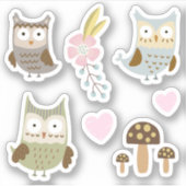 かわいいカラフルフクロウ#3 シール (正面)