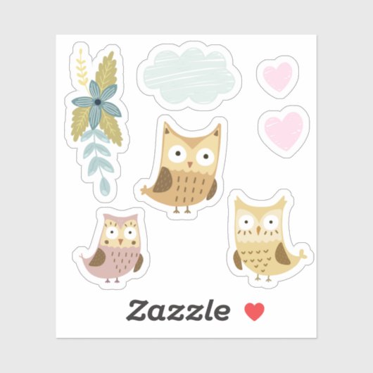 かわいいカラフルフクロウ#4 シール (シート)