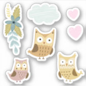 かわいいカラフルフクロウ#4 シール (正面)