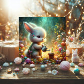 かわいいカラフルフラワーガーデンベビーバニーイースター シーズンカード