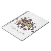 かわいいカラフルフラワーズゾウイラストレーション ノートブック (左側)