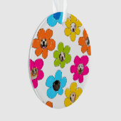 かわいいカラフルフラワードッグママおもしろいフォトコラージュ オーナメント (正面)