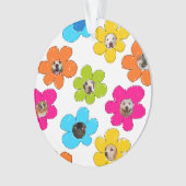かわいいカラフルフラワードッグママおもしろいフォトコラージュ オーナメント (正面)