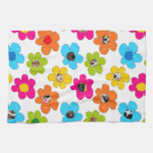 かわいいカラフルフラワードッグママおもしろいフォトコラージュ キッチンタオル (横)