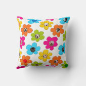 かわいいカラフルフラワードッグママおもしろいフォトコラージュ クッション (裏面)
