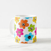 かわいいカラフルフラワードッグママおもしろいフォトコラージュ コーヒーマグカップ (正面左)